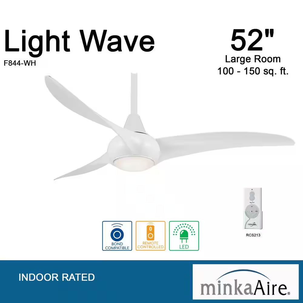 Light Wave 52 In. Integrated LED Indoor White Ceiling Fan with Light with Remote Control