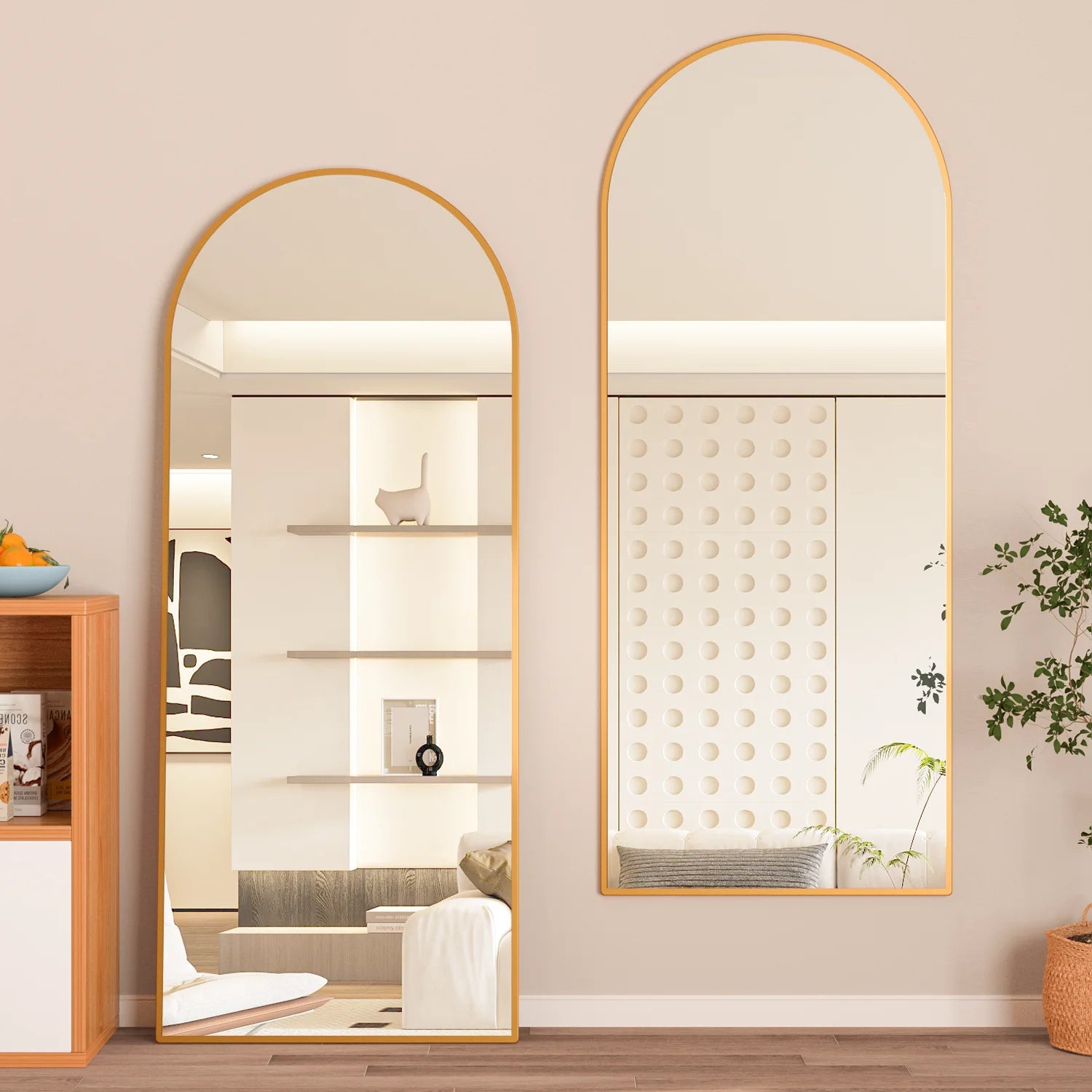 64''X21'' Full Length Mirror, Arched Floor Mirror, Full Body Mirror Standing, Gold Arched Wall Mounted Mirror Dressing Mirror