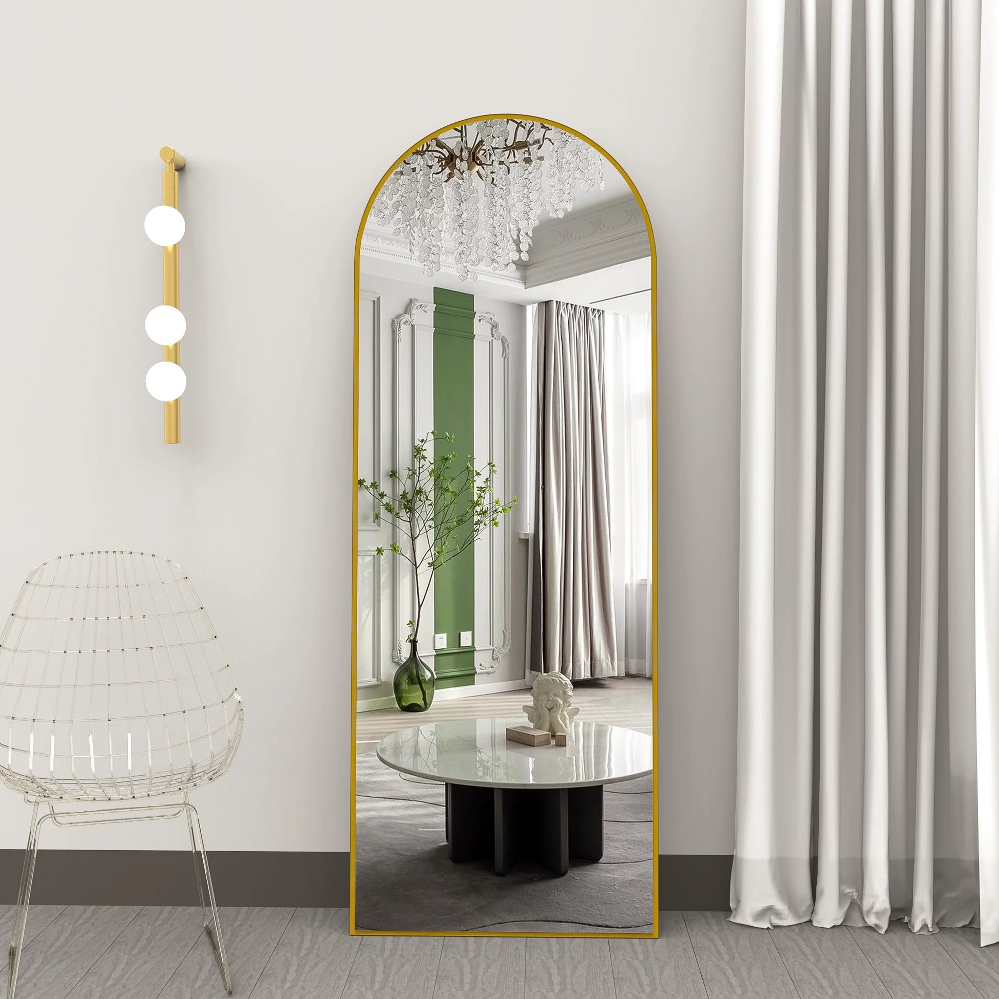 64''X21'' Full Length Mirror, Arched Floor Mirror, Full Body Mirror Standing, Gold Arched Wall Mounted Mirror Dressing Mirror