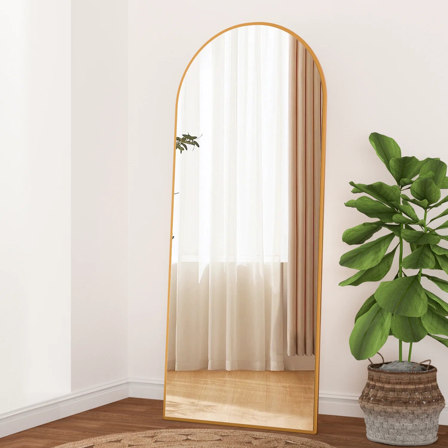 64''X21'' Full Length Mirror, Arched Floor Mirror, Full Body Mirror Standing, Gold Arched Wall Mounted Mirror Dressing Mirror