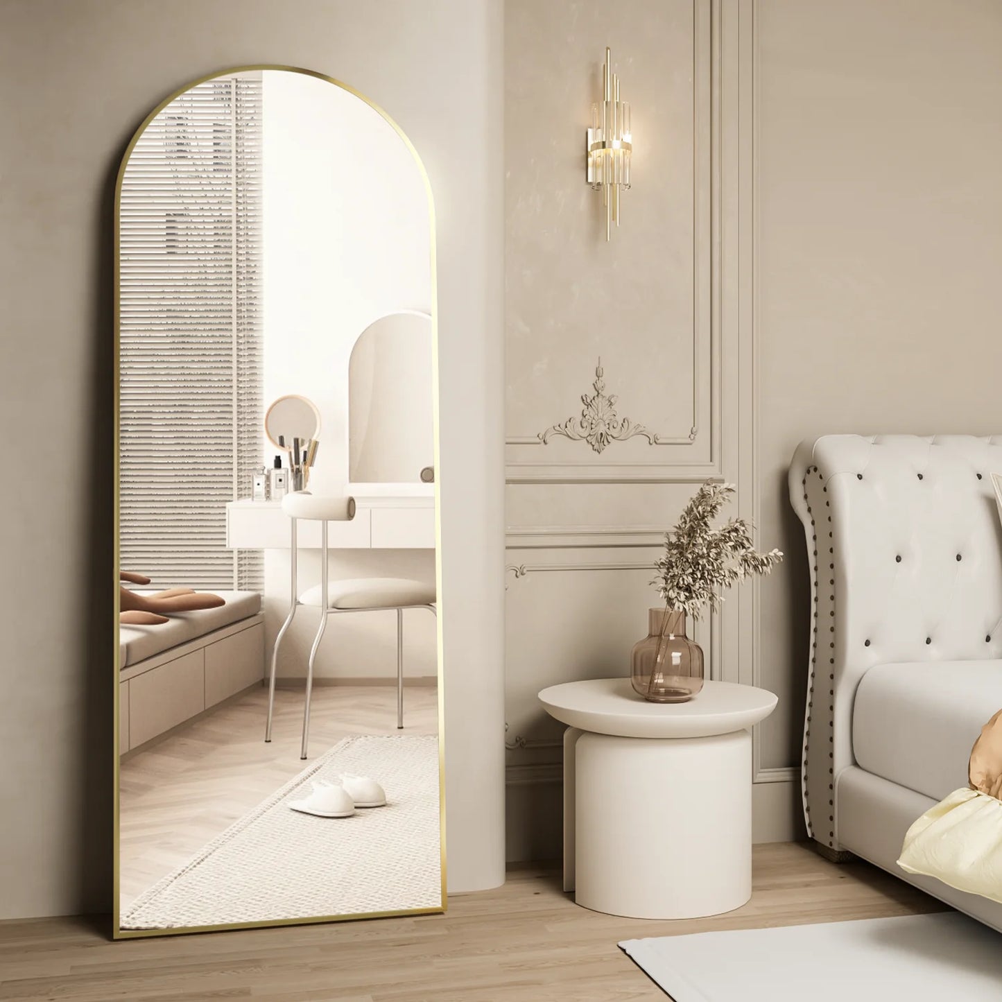 64''X21'' Full Length Mirror, Arched Floor Mirror, Full Body Mirror Standing, Gold Arched Wall Mounted Mirror Dressing Mirror