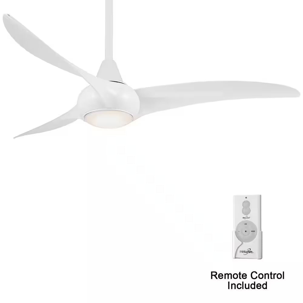 Light Wave 52 In. Integrated LED Indoor White Ceiling Fan with Light with Remote Control